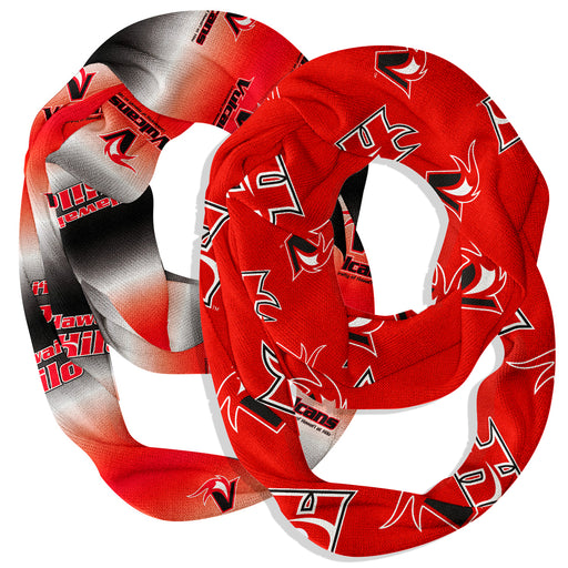 Hawaii Hilo Vulcans Vive La Fete All Over Logo Collegiate Women Set of 2 Light Weight Ultra Soft Infinity Scarfs