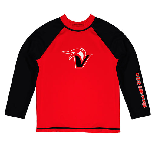 Hawaii Hilo Vulcans Vive La Fete Logo Red Black Long Sleeve Raglan Rashguard