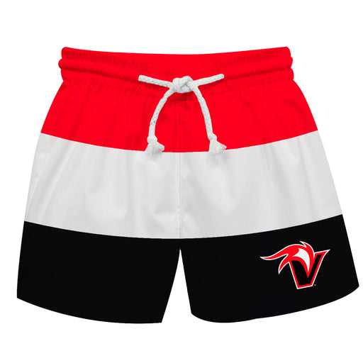 Hawaii Hilo Vulcans Vive La Fete Red White Black Stripes Swimtrunks V1