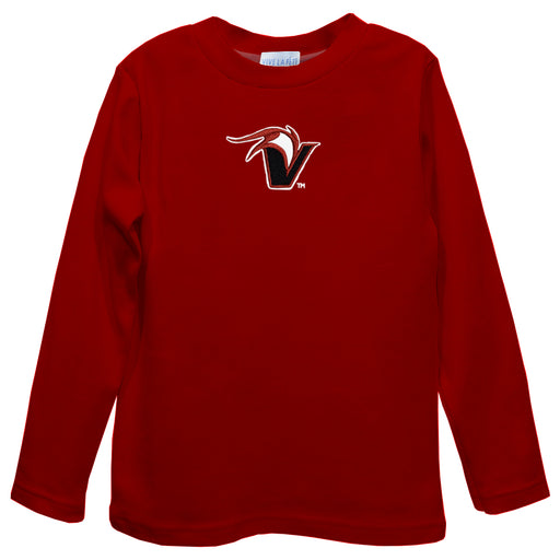 Hawaii Hilo Vulcans Embroidered Red Long Sleeve Boys Tee Shirt