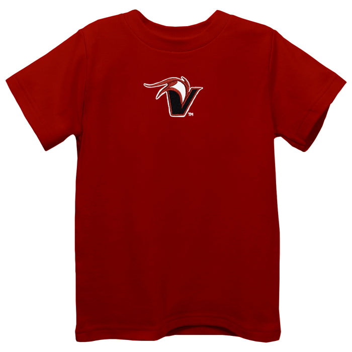 Hawaii Hilo Vulcans Embroidered Red knit Short Sleeve Boys Tee Shirt