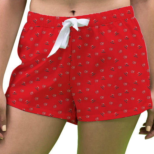 Hawaii Hilo Vulcans Vive La Fete Game Day All Over Logo Women Red Lounge Shorts