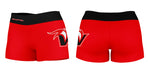 Hawaii Hilo Vulcans Vive La Fete Logo on Thigh & Waistband Red Black Women Yoga Booty Workout Shorts 3.75 Inseam - Vive La Fête - Online Apparel Store