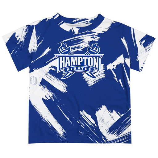Hampton University Pirates Vive La Fete Boys Game Day Blue Short Sleeve Tee Paint Brush
