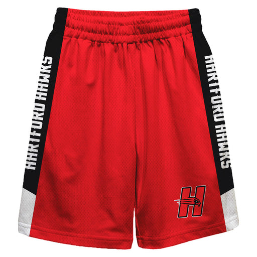 Hartford Hawks Vive La Fete Game Day Red Stripes Boys Solid Black Athletic Mesh Short