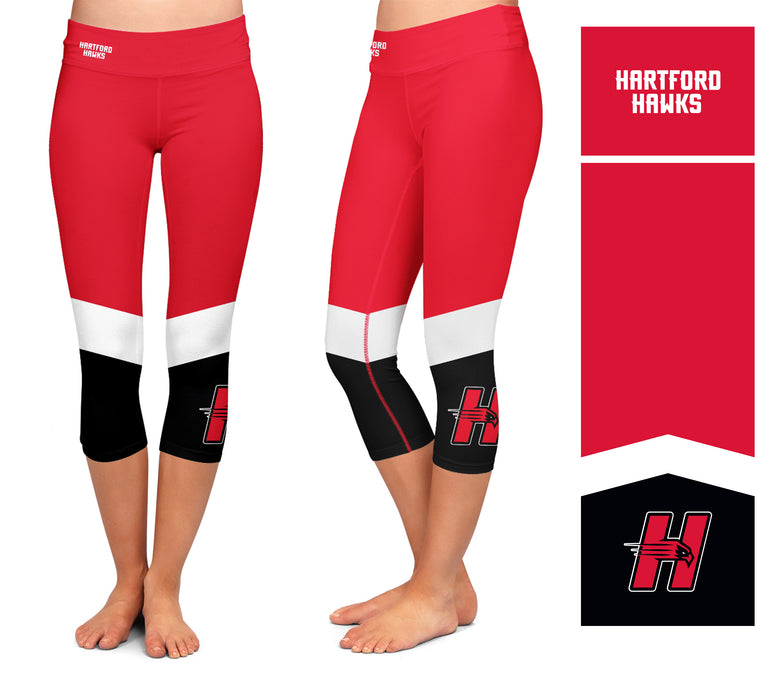 Hartford Hawks Vive La Fete Game Day Collegiate Ankle Color Block Women Red Black Capri Leggings - Vive La Fête - Online Apparel Store