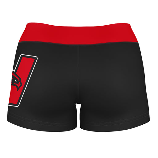 Hartford Hawks Vive La Fete Logo on Thigh & Waistband Black & Red Women Yoga Booty Workout Shorts 3.75 Inseam - Vive La Fête - Online Apparel Store