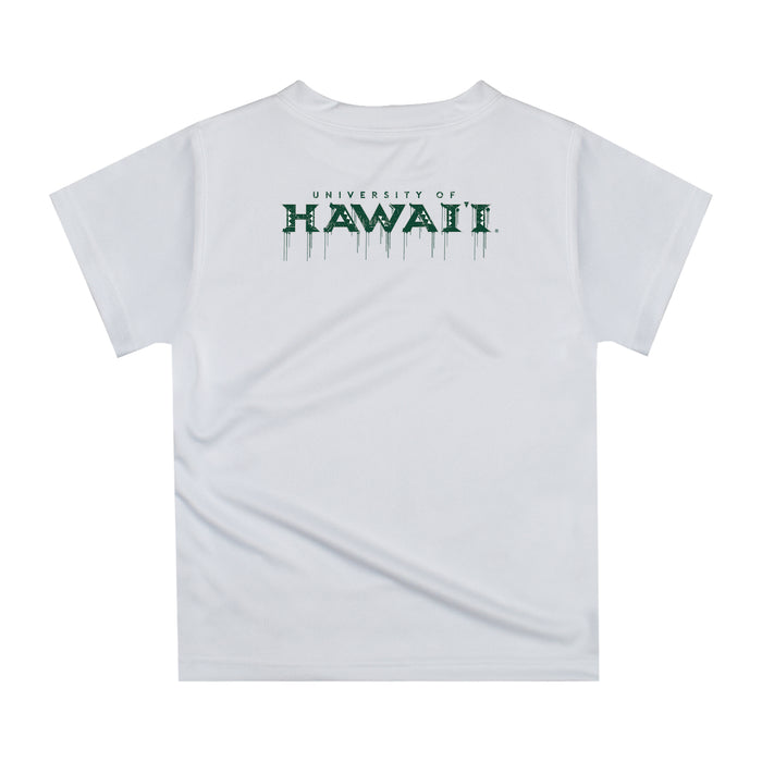 Hawaii Rainbow Warriors Original Dripping Football Helmet White T-Shirt by Vive La Fete - Vive La Fête - Online Apparel Store