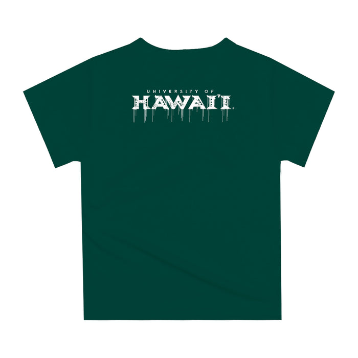 Hawaii Rainbow Warriors Original Dripping Football Helmet Green T-Shirt by Vive La Fete - Vive La Fête - Online Apparel Store