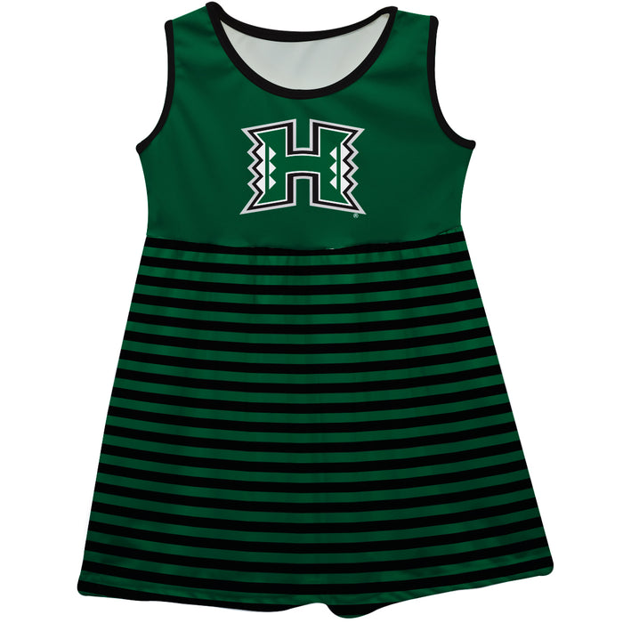 Hawaii Rainbow Warriors Green Sleeveless Tank Dress With Black Stripes - Vive La Fête - Online Apparel Store