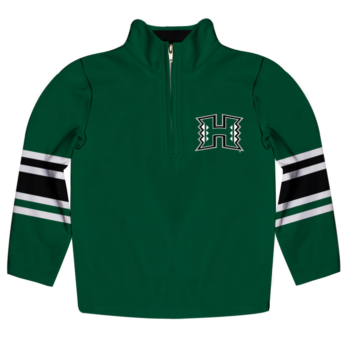 Hawaii Rainbow Warriors Vive La Fete Game Day Green Quarter Zip Pullover Stripes on Sleeves - Vive La Fête - Online Apparel Store