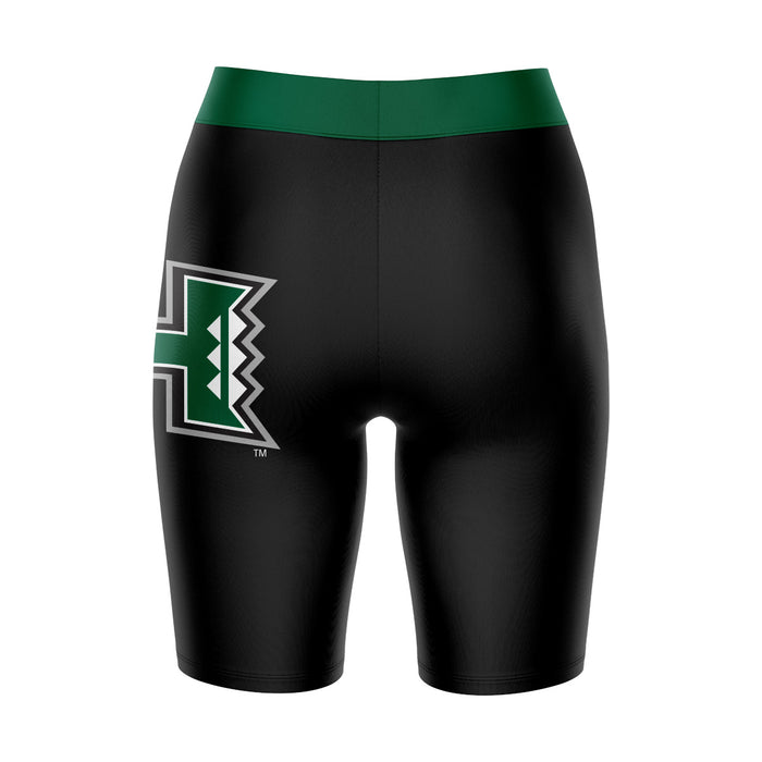 Hawaii Warriors Vive La Fete Game Day Logo on Thigh and Waistband Black and Green Women Bike Short 9 Inseam" - Vive La Fête - Online Apparel Store