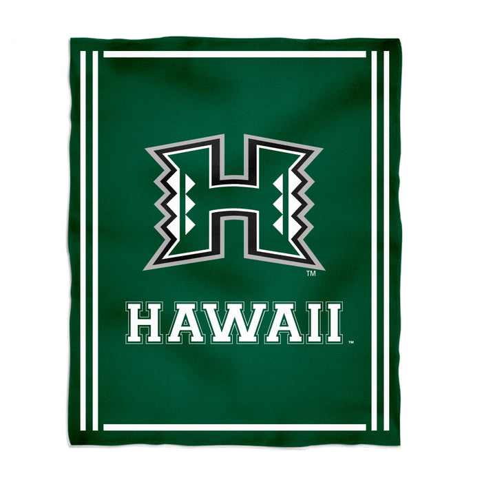 Hawaii Rainbow Warriors Vive La Fete Kids Game Day Green Plush Soft Minky Blanket 36 x 48 Mascot