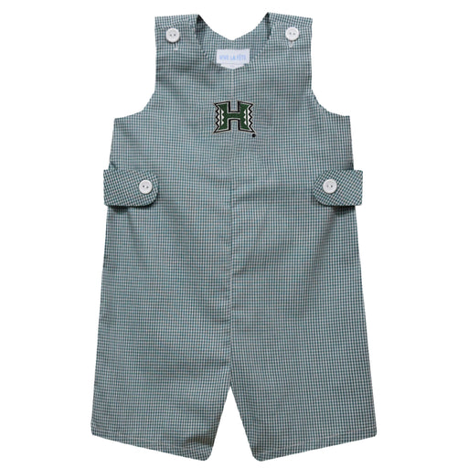 Hawaii Rainbow Warriors Embroidered Hunter Green Gingham Boys Jon Jon