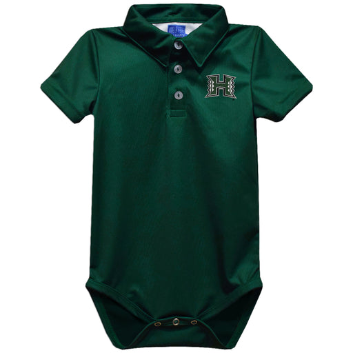 Hawaii Rainbow Warriors Embroidered Hunter Green Solid Knit Polo Onesie