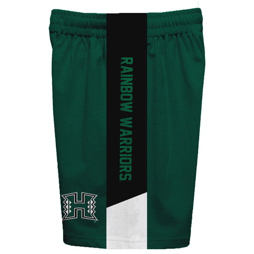 Hawaii Rainbow Warriors Vive La Fete Game Day Green Stripes Boys Solid Black Athletic Mesh Short - Vive La Fête - Online Apparel Store