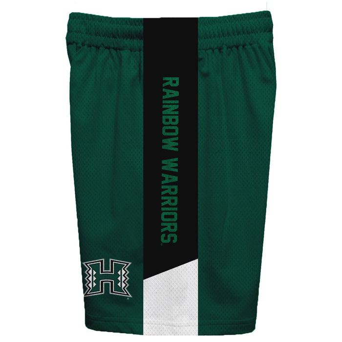 Hawaii Rainbow Warriors Vive La Fete Game Day Green Stripes Boys Solid Black Athletic Mesh Short - Vive La Fête - Online Apparel Store