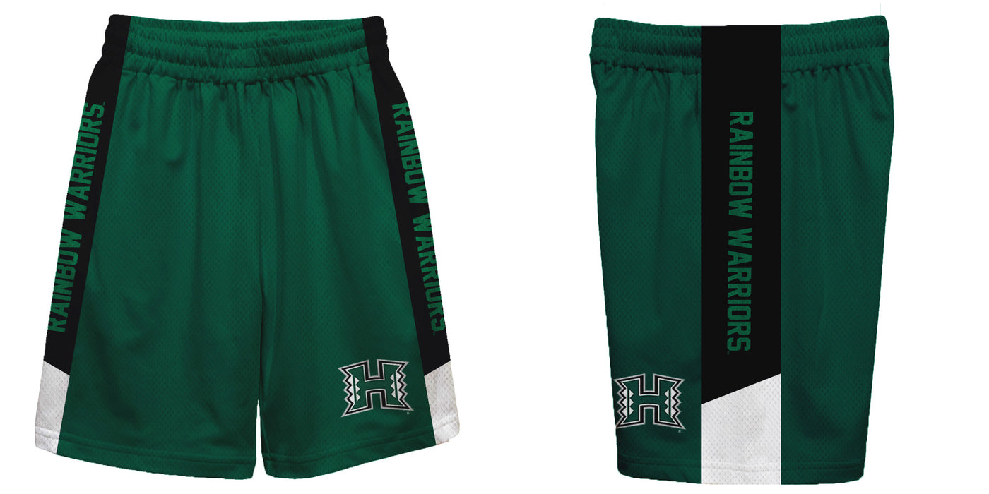 Hawaii Rainbow Warriors Vive La Fete Game Day Green Stripes Boys Solid Black Athletic Mesh Short - Vive La Fête - Online Apparel Store