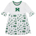 Hawaii Rainbow Warriors 3/4 Sleeve Solid White Repeat Print Hand Sketched Vive La Fete Impressions Artwork on Skirt