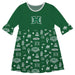 Hawaii Rainbow Warriors 3/4 Sleeve Solid Green Repeat Print Hand Sketched Vive La Fete Impressions Artwork on Skirt