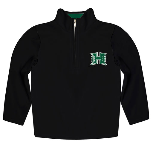 Hawaii Rainbow Warriors Vive La Fete Game Day Solid Black Quarter Zip Pullover Sleeves