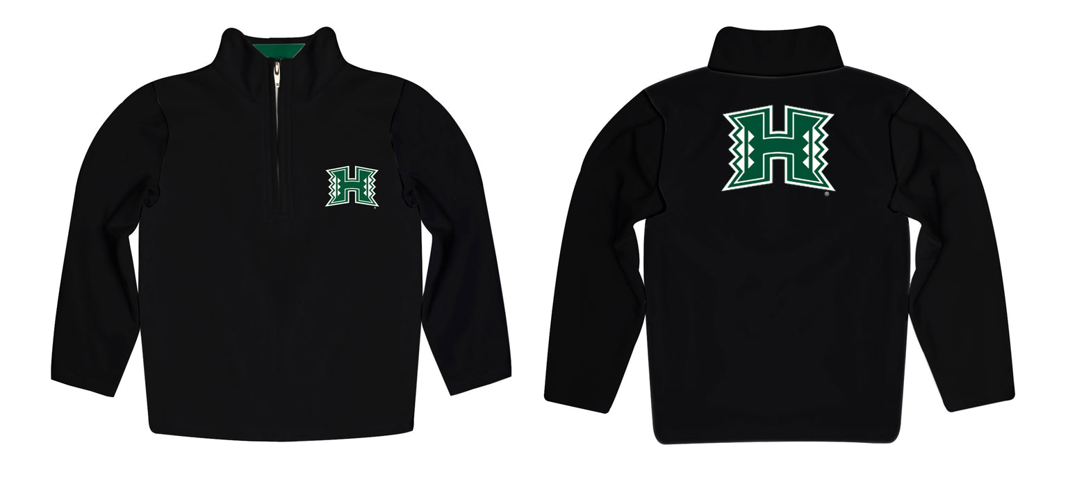 Hawaii Rainbow Warriors Vive La Fete Game Day Solid Black Quarter Zip Pullover Sleeves - Vive La Fête - Online Apparel Store