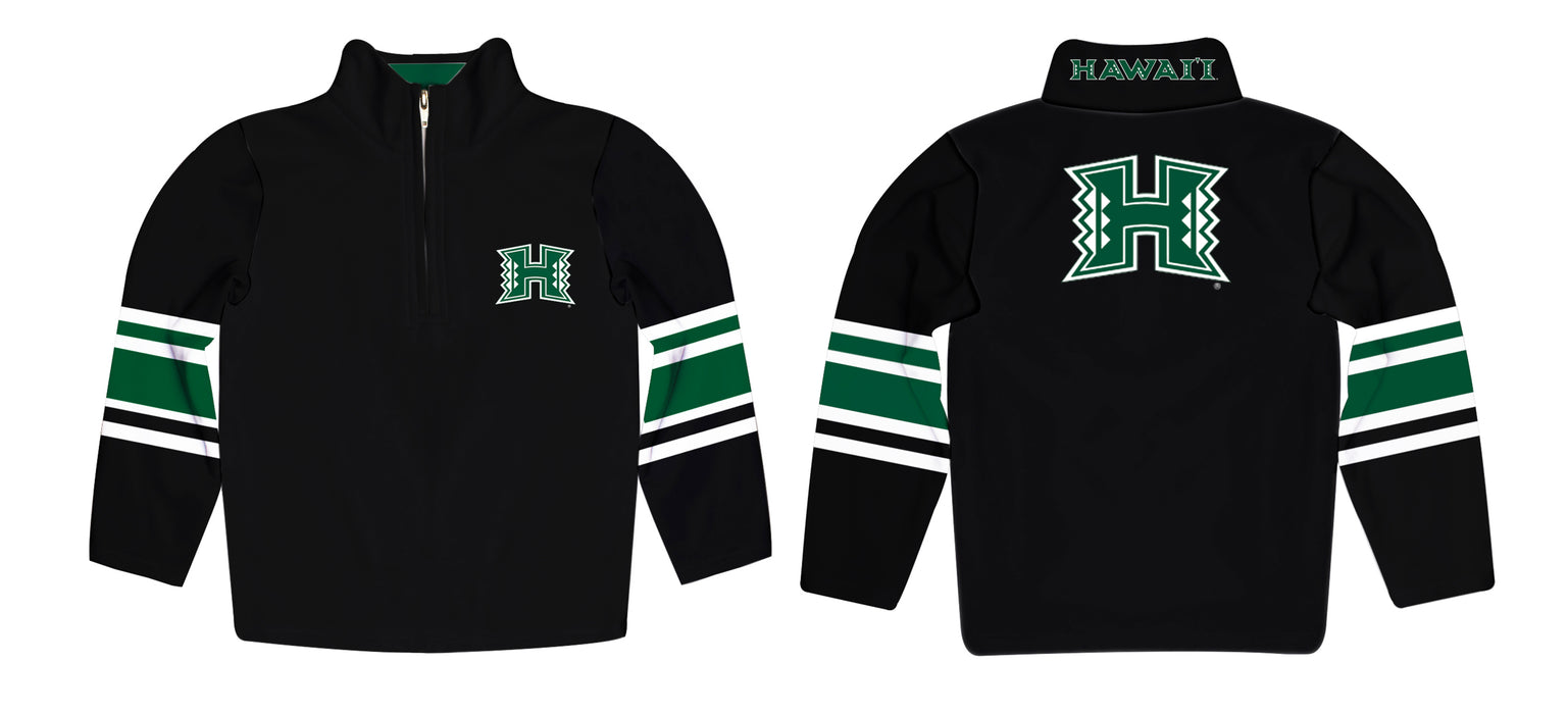 Hawaii Rainbow Warriors Vive La Fete Game Day Black Quarter Zip Pullover Stripes on Sleeves - Vive La Fête - Online Apparel Store