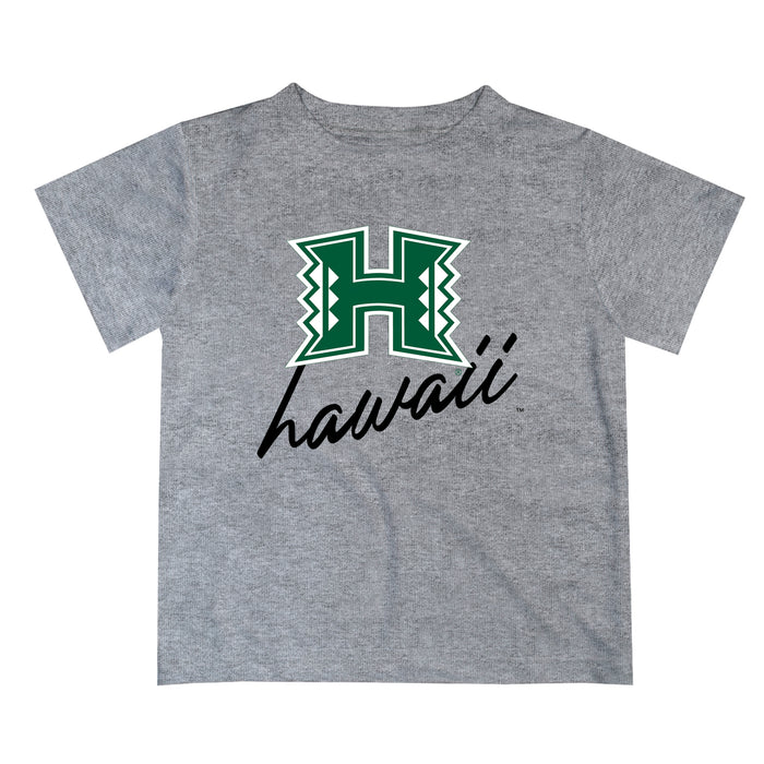 Hawaii Rainbow Warriors Vive La Fete Script V1 Heather Gray Short Sleeve Tee Shirt