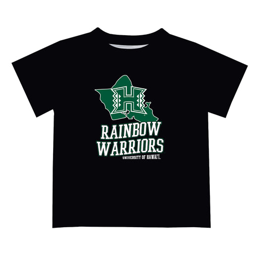 Hawaii Rainbow Warriors Vive La Fete State Map Black Short Sleeve Tee Shirt