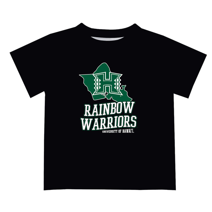 Hawaii Rainbow Warriors Vive La Fete State Map Black Short Sleeve Tee Shirt