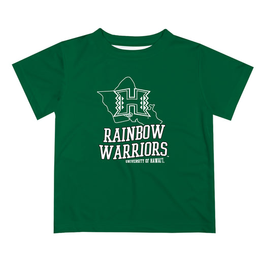 Hawaii Rainbow Warriors Vive La Fete State Map Green Short Sleeve Tee Shirt