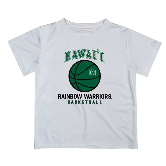 Hawaii Rainbow Warriors Vive La Fete Basketball V1 White Short Sleeve Tee Shirt