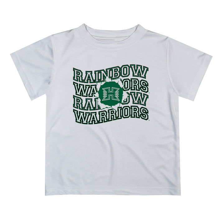 Hawaii Rainbow Warriors Vive La Fete  White Art V1 Short Sleeve Tee Shirt