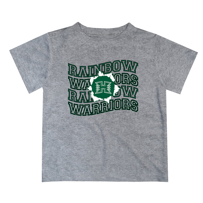 Hawaii Rainbow Warriors Vive La Fete  Heather Gray Art V1 Short Sleeve Tee Shirt