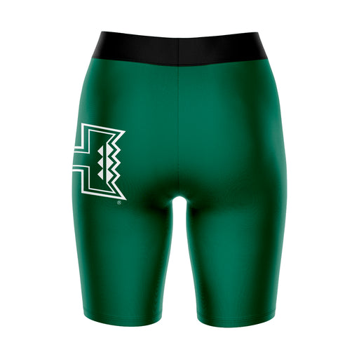 Hawaii Warriors Vive La Fete Game Day Logo on Thigh and Waistband Green and Black Women Bike Short 9 Inseam - Vive La Fête - Online Apparel Store