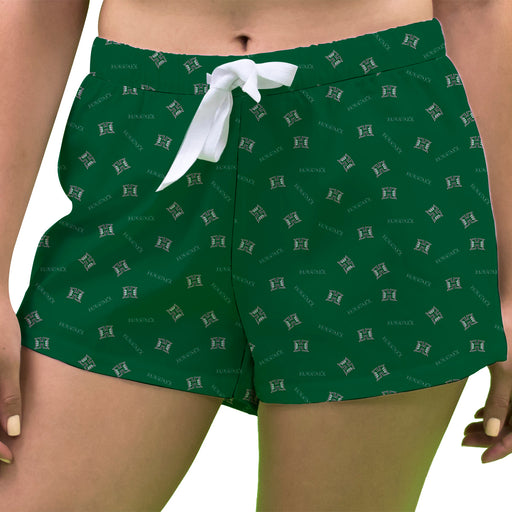 Hawaii Rainbow Warriors Vive La Fete Game Day All Over Logo Women Green Lounge Shorts