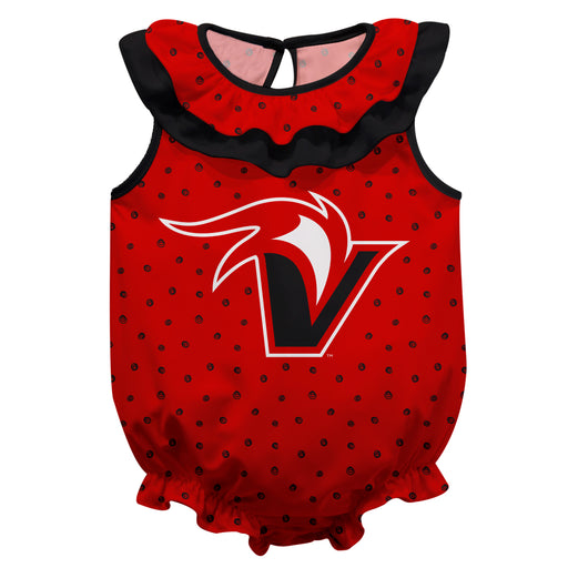 Hawaii Hilo Vulcans Swirls Red Sleeveless Ruffle Onesie Logo Bodysuit