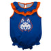 HCU Houston Christian Huskies Blue Sleeveless Ruffle Onesie Logo Bodysuit