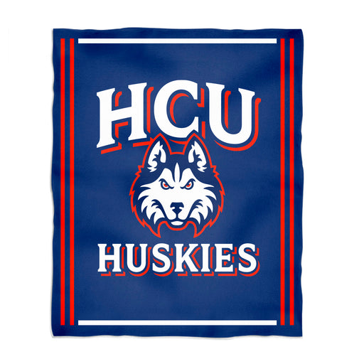 HCU Houston Christian Huskies Vive La Fete Kids Game Day Blue Plush Soft Minky Blanket 36 x 48 Mascot