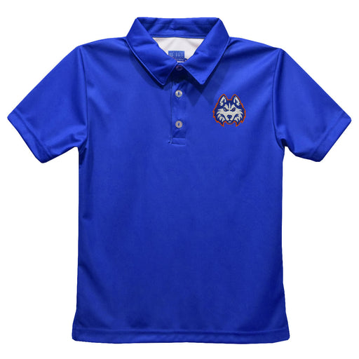 HCU Houston Christian Huskies Embroidered Royal Short Sleeve Polo Box Shirt