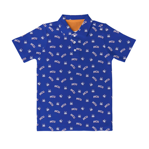 Houston Christian Huskies Vive La Fete Repeat Logo Blue Short Sleeve Polo Shirt