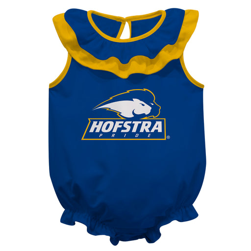 Hofstra Pride Blue Sleeveless Ruffle Onesie Logo Bodysuit