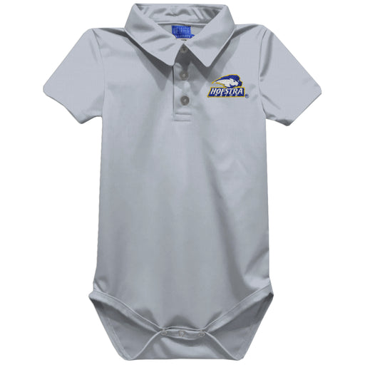 Hofstra University Pride Embroidered Gray Solid Knit Polo Onesie