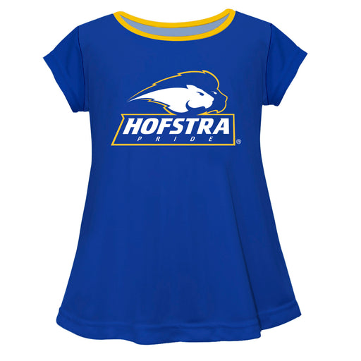 Hofstra University Pride Vive La Fete Girls Game Day Short Sleeve Blue Top with School Logo and Name