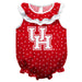 University of Houston Cougars Vive La Fete Girls Game Day All Over Print Red Sleeveless Ruffle Onesie Mascot Bodysuit