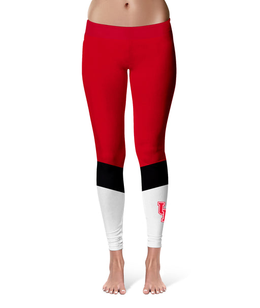 University of Houston Cougars Vive La Fete Game Day Collegiate Ankle Color Block Women Red White Yoga Leggings