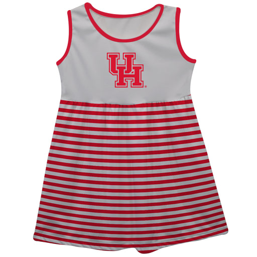 University of Houston Cougars Gray and Red Sleeveless Tank Dress with Stripes on Skirt by Vive La Fete
