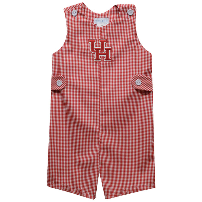 University of Houston Cougars Embroidered Red Cardinal Gingham Boys Jon Jon