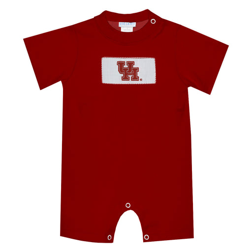 University of Houston Cougars Smocked Red Knit Short Sleeve Boys Romper