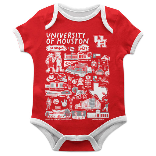 University of Houston Cougars Hand Sketched Vive La Fete Impressions Artwork Infant Red Short Sleeve Onesie Bodysuit